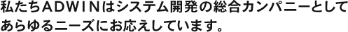 私たちADWINはシステム開発の総合カンパニーとしてあらゆるニーズにお応えしています。